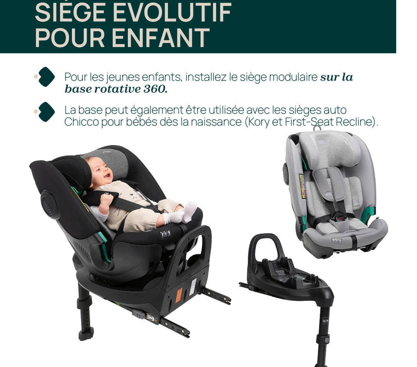Siège-Auto Groupe 0+/1/2/3 FullSeat & Base Rotative 360 i-Size (40-150 cm) - Lunar Rock