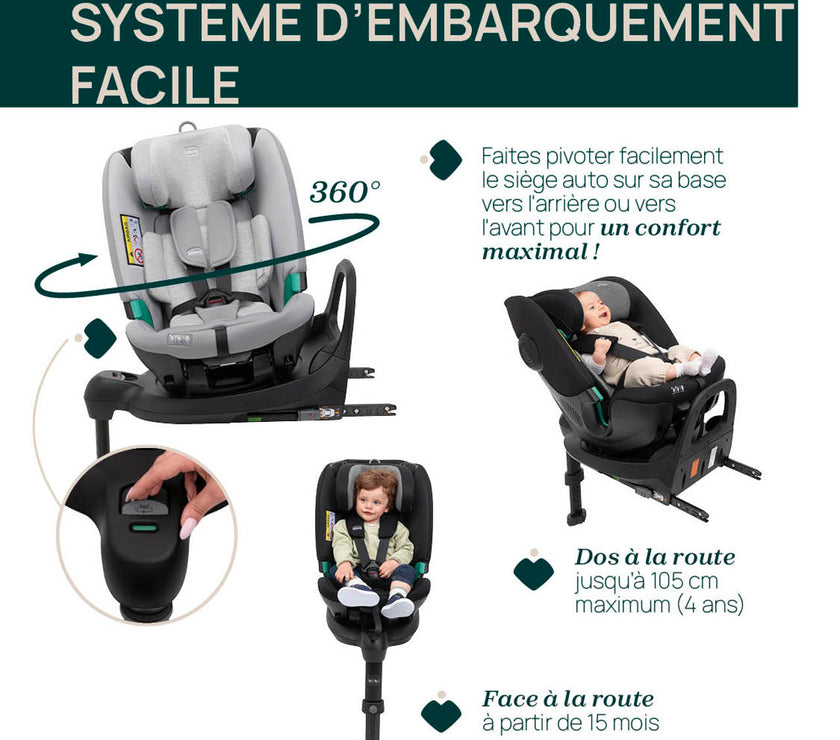 Siège-Auto Groupe 0+/1/2/3 FullSeat & Base Rotative 360 i-Size (40-150 cm) - Lunar Rock