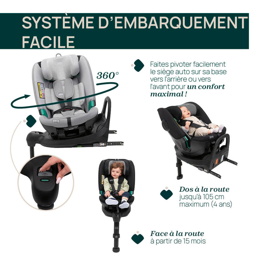 Siège-Auto Groupe 0+/1/2/3 FullSeat & Base Rotative 360 i-Size (40-150 cm) - Lunar Rock