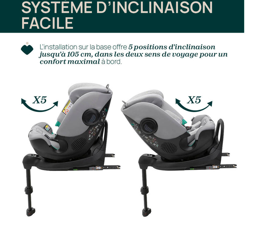 Siège-Auto Groupe 0+/1/2/3 FullSeat & Base Rotative 360 i-Size (40-150 cm) - Lunar Rock
