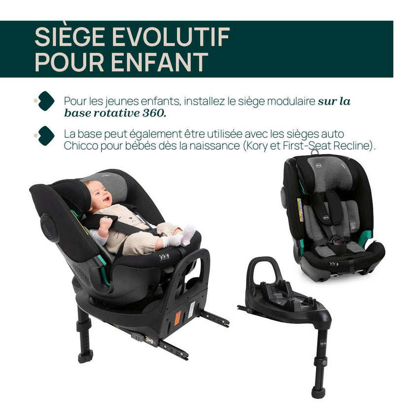 Siège-Auto Groupe 0+/1/2/3 FullSeat Base Rotative 360 i-Size (40-150 cm) - Black Satin