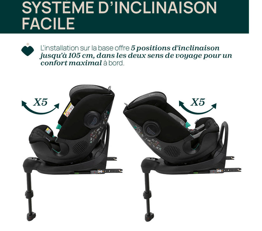 Siège-Auto Groupe 0+/1/2/3 FullSeat Base Rotative 360 i-Size (40-150 cm) - Black Satin