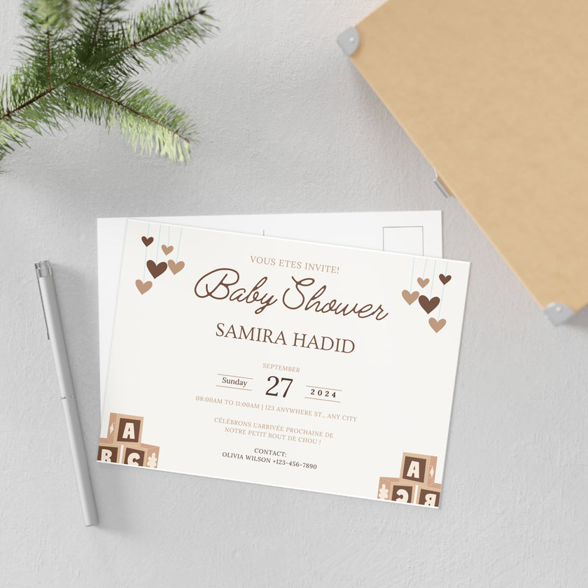 Baby Shower Fine Art Postcards with Cute Babies - Invitation Cards