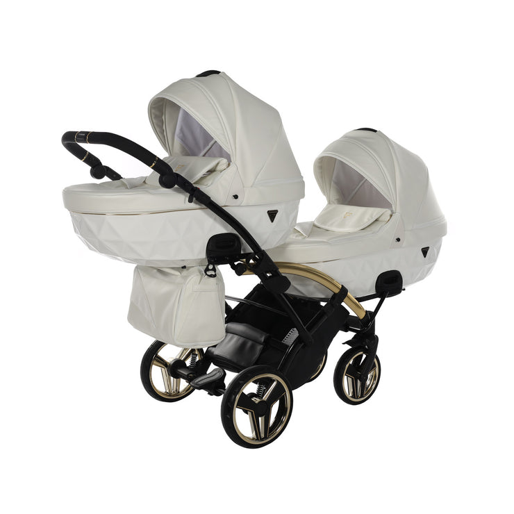 Poussette Double Slim Junama Fluo Individual - Blanc/Or
