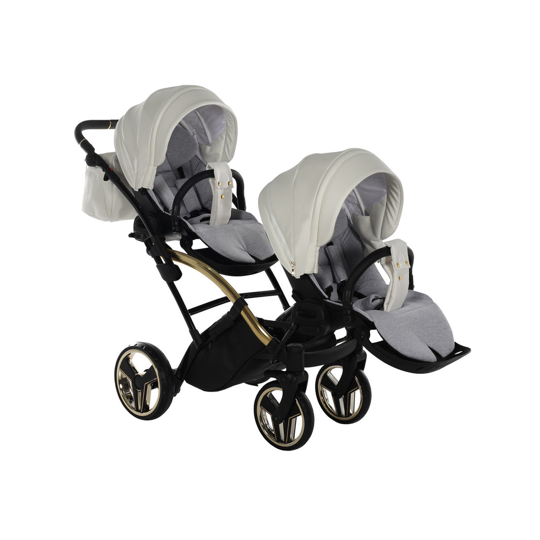 Poussette Double Slim Junama Fluo Individual - Blanc/Or