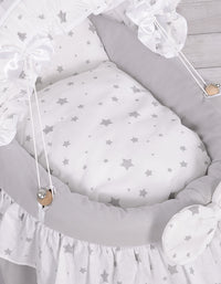 Couffin pour poupée avec capote - Etoiles Gris