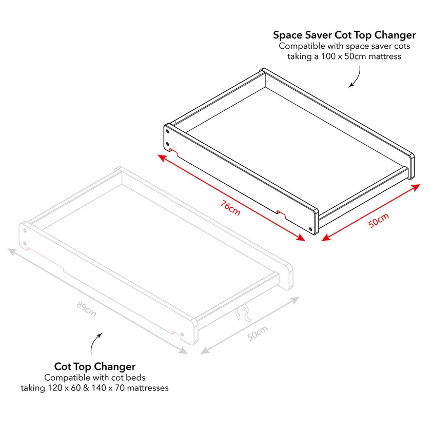 Plan à langer pour lit 100x50cm - Blanc
