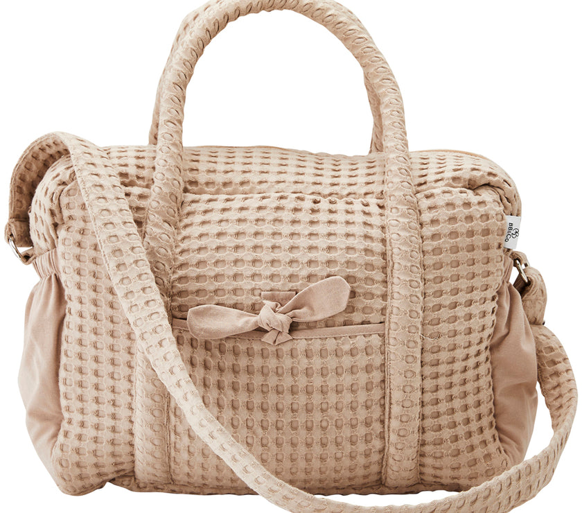 Sac à langer en coton gaufré latte