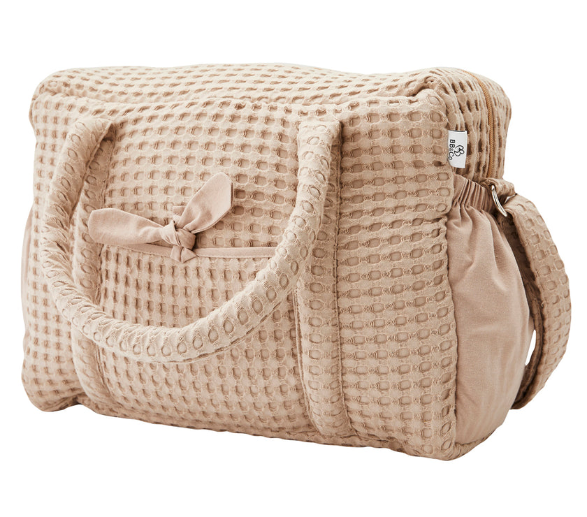 Sac à langer en coton gaufré latte