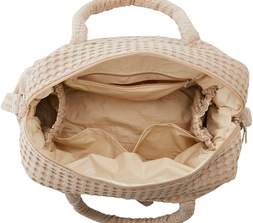 Sac à langer en coton gaufré latte