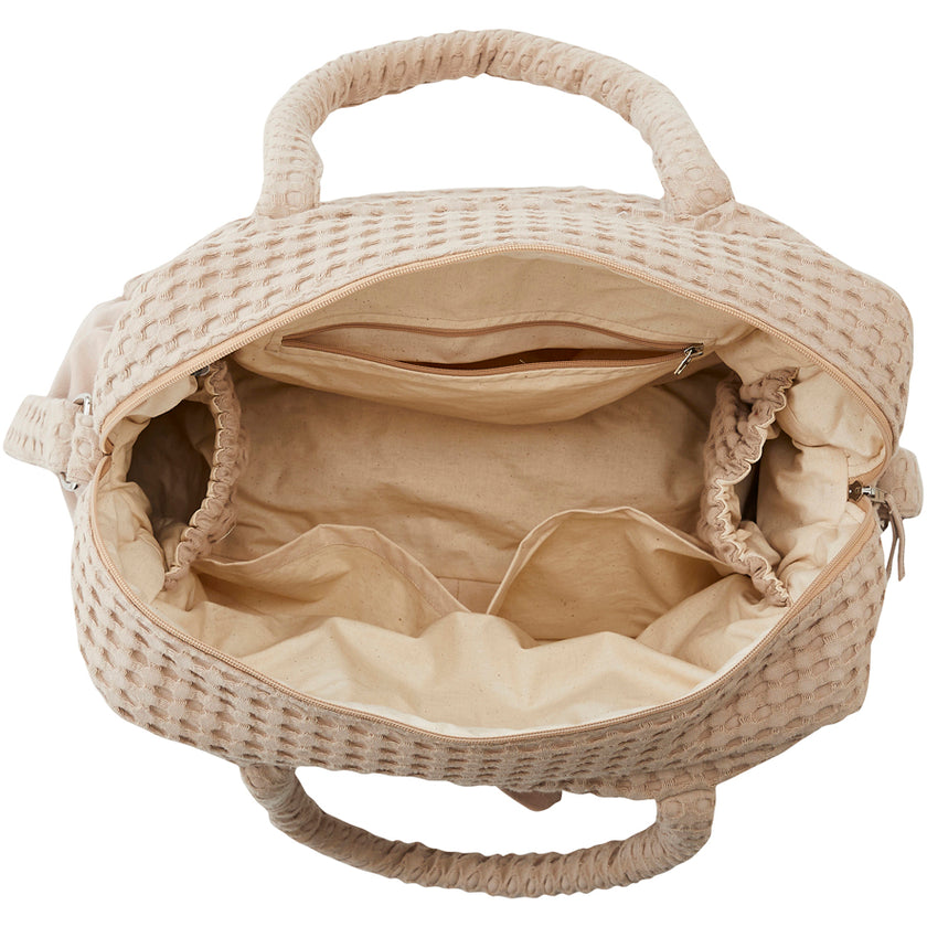 Sac à langer en coton gaufré latte