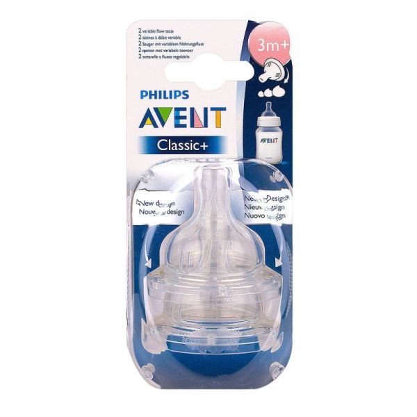 AVENT Lot de 2 Tétines 3m+ Classic+