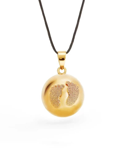 Pregnancy Bola - Babyfeet - gold plated - diamond powder