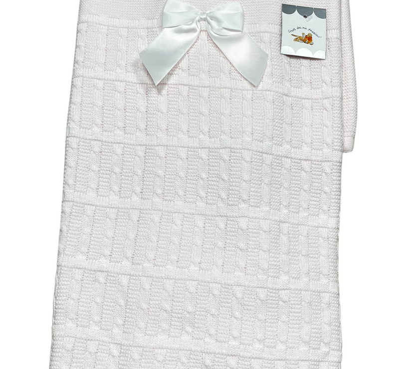 Couverture doublé en maille avec Nœud - Rose