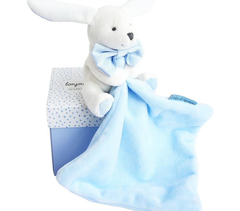 Lapin Mouchoir Bleu Boîte Fleur