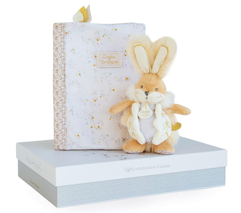 Coffret carnet de santé + doudou Lapin Blanc