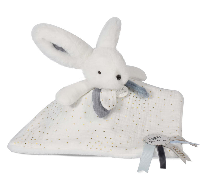 Doudou pompon blanc 25 cm HAPPY GLOSSY