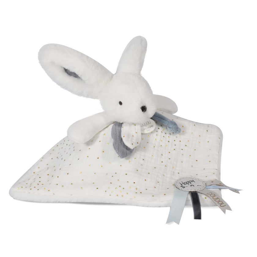 Doudou pompon blanc 25 cm HAPPY GLOSSY