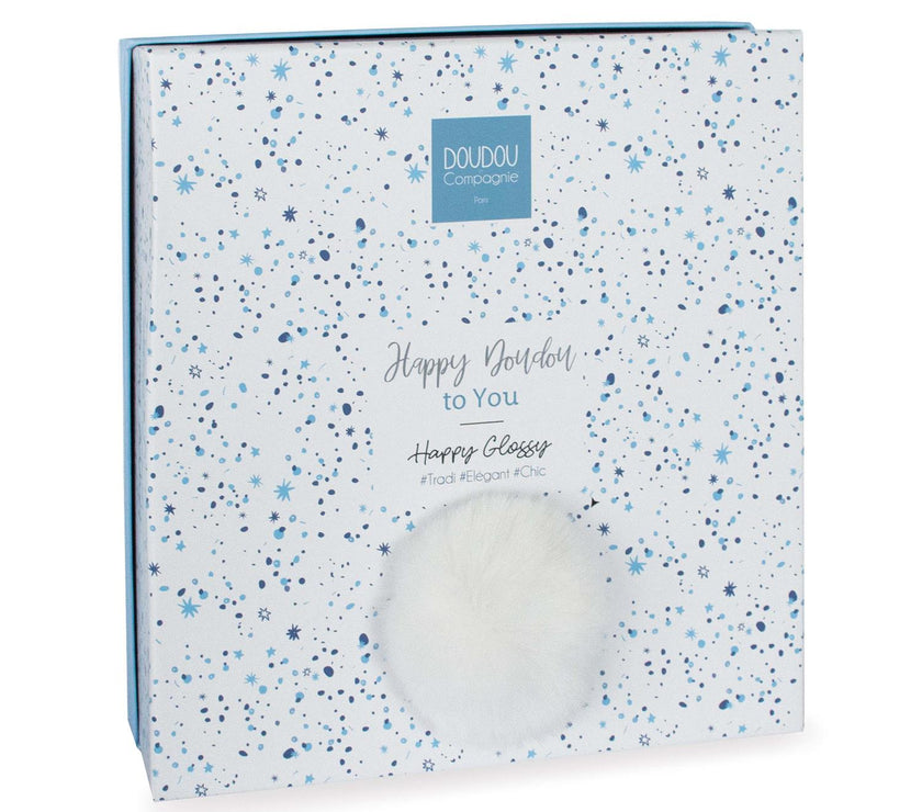 Doudou pompon blanc 25 cm HAPPY GLOSSY