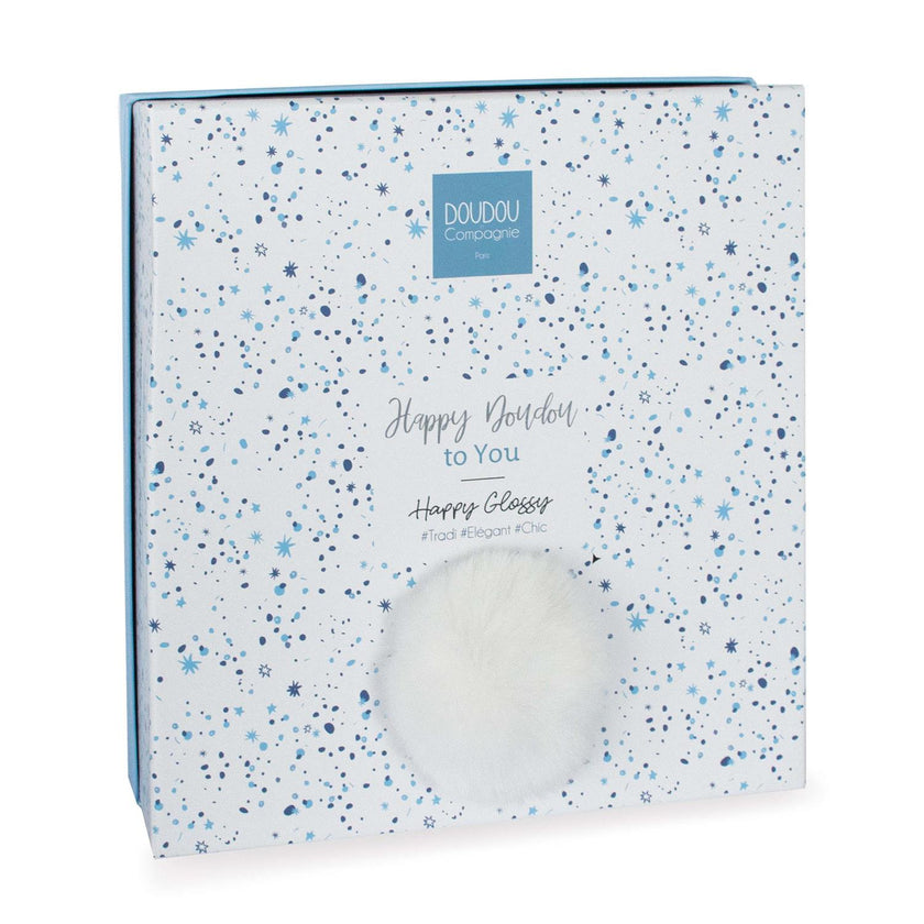 Doudou pompon blanc 25 cm HAPPY GLOSSY