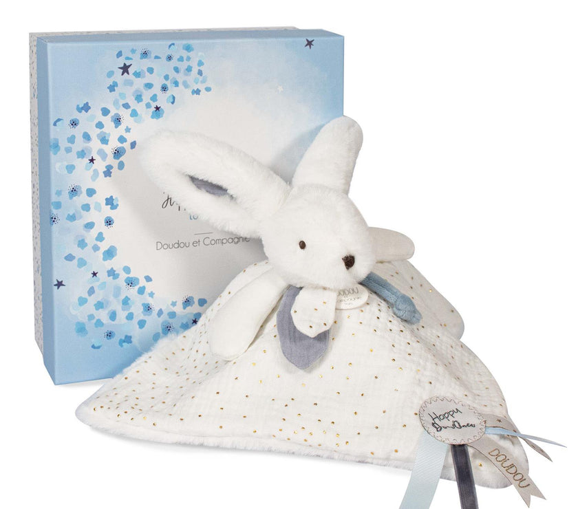 Doudou pompon blanc 25 cm HAPPY GLOSSY
