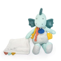 Doudou dinosaure Filou pantin avec mouchoir