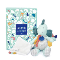 Doudou dinosaure Filou pantin avec mouchoir