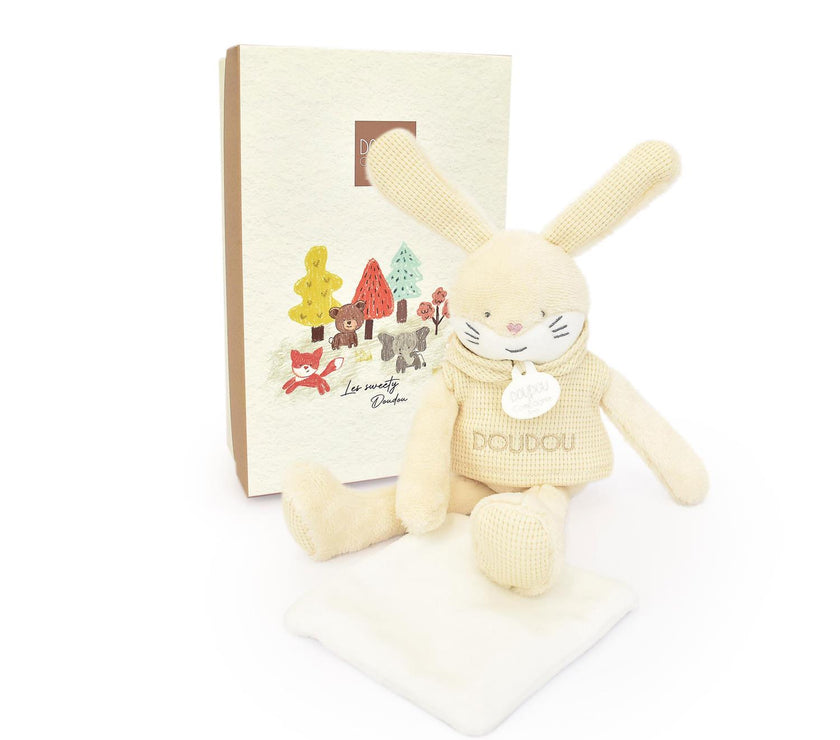 DOUDOU - Lapin beige avec mouchoir - Sweety