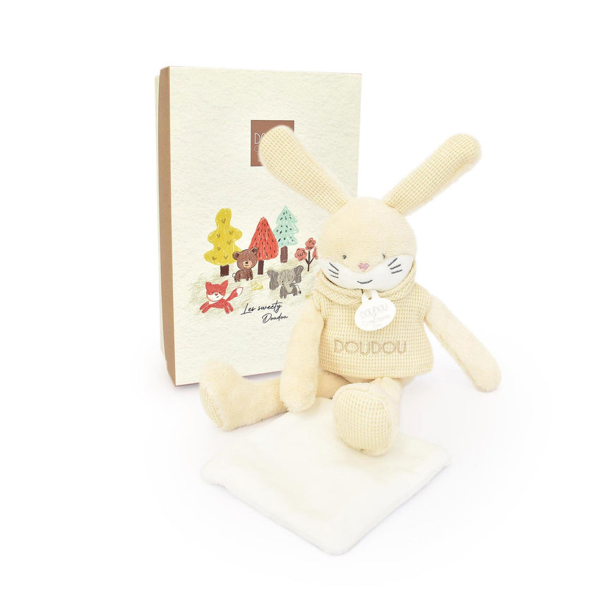 DOUDOU - Lapin beige avec mouchoir - Sweety