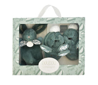 DOUDOU LAPIN - Coffret Chaussons et Doudou Vert Sauge