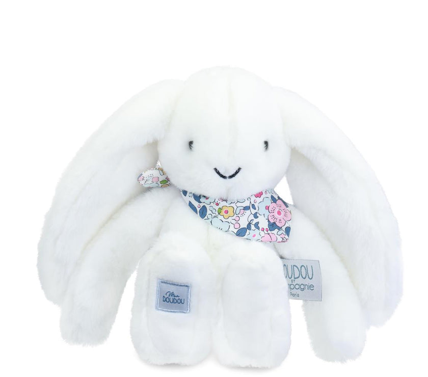 Peluche LAPIN FLEURETTE -Blanc 25 cm