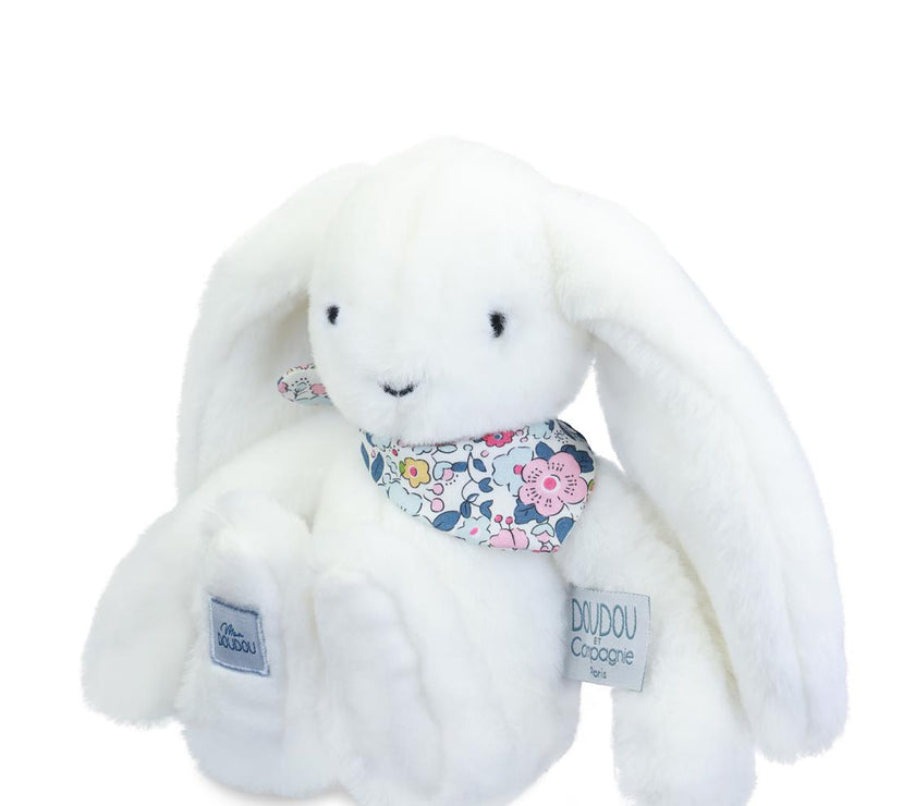 Peluche LAPIN FLEURETTE -Blanc 25 cm