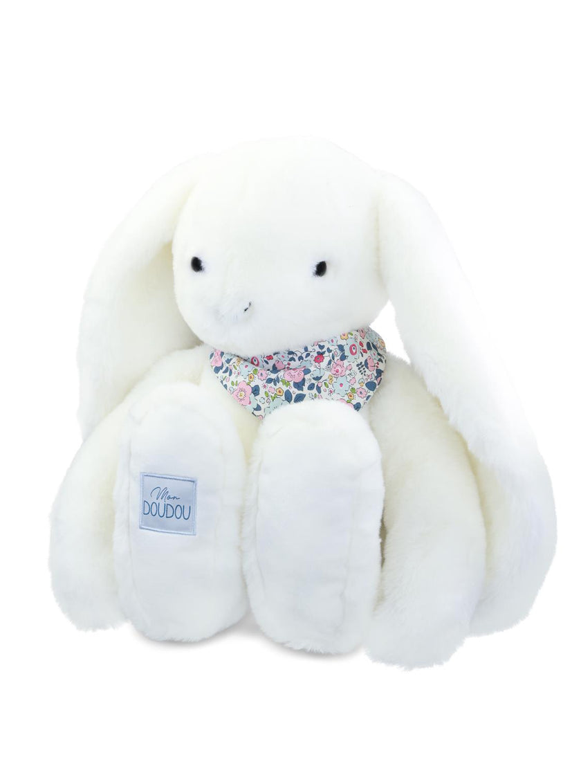 Peluche LAPIN FLEURETTE - Blanc 50 cm