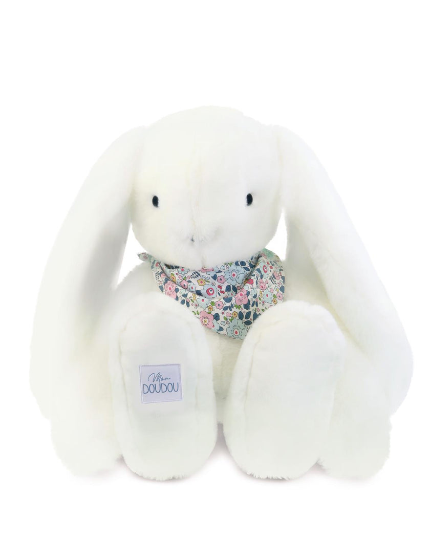 Peluche LAPIN FLEURETTE - Blanc 50 cm