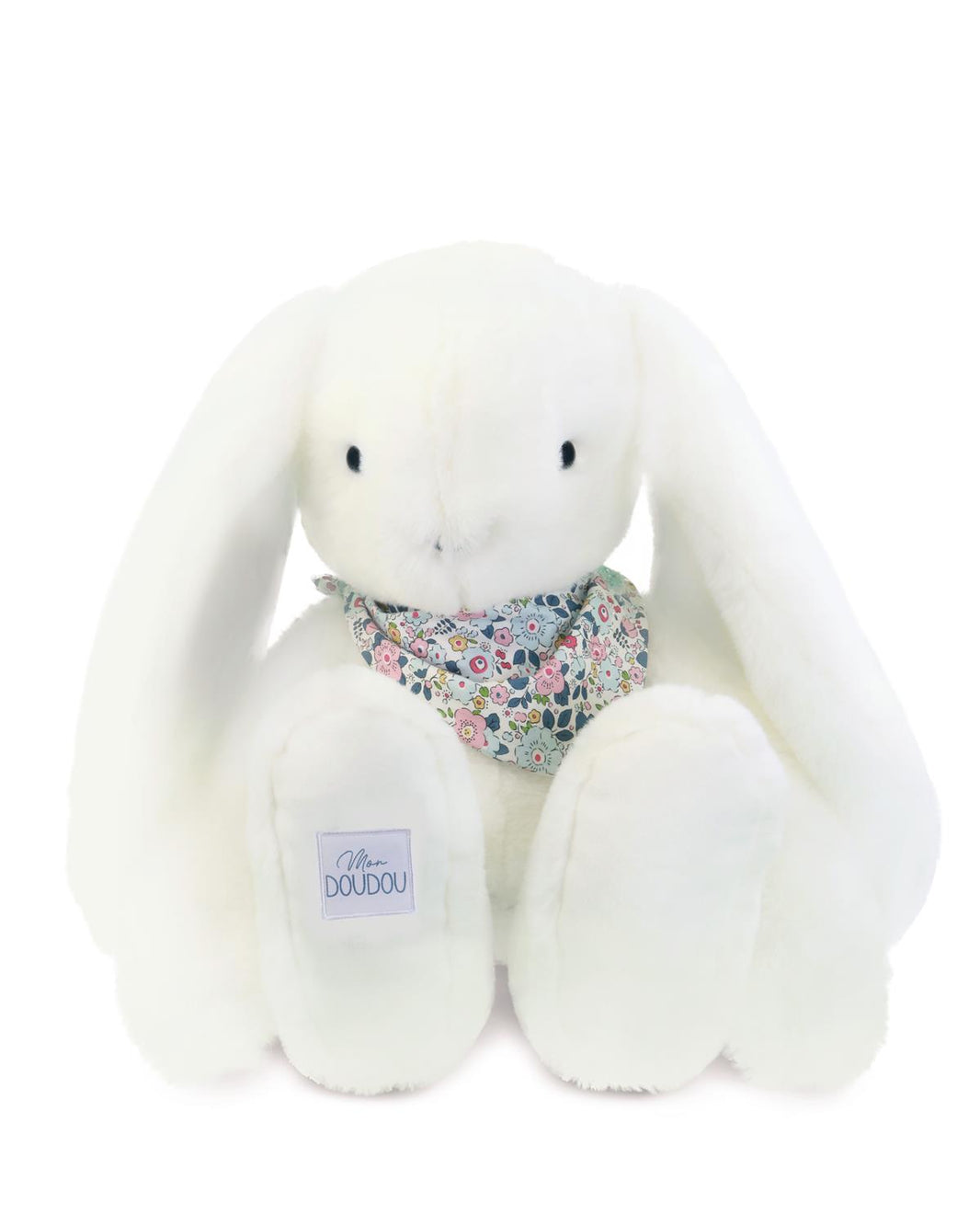 Peluche LAPIN FLEURETTE - Blanc 50 cm