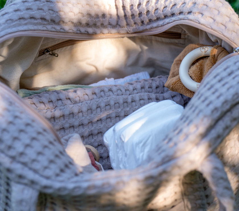 Sac à langer en coton gaufré latte