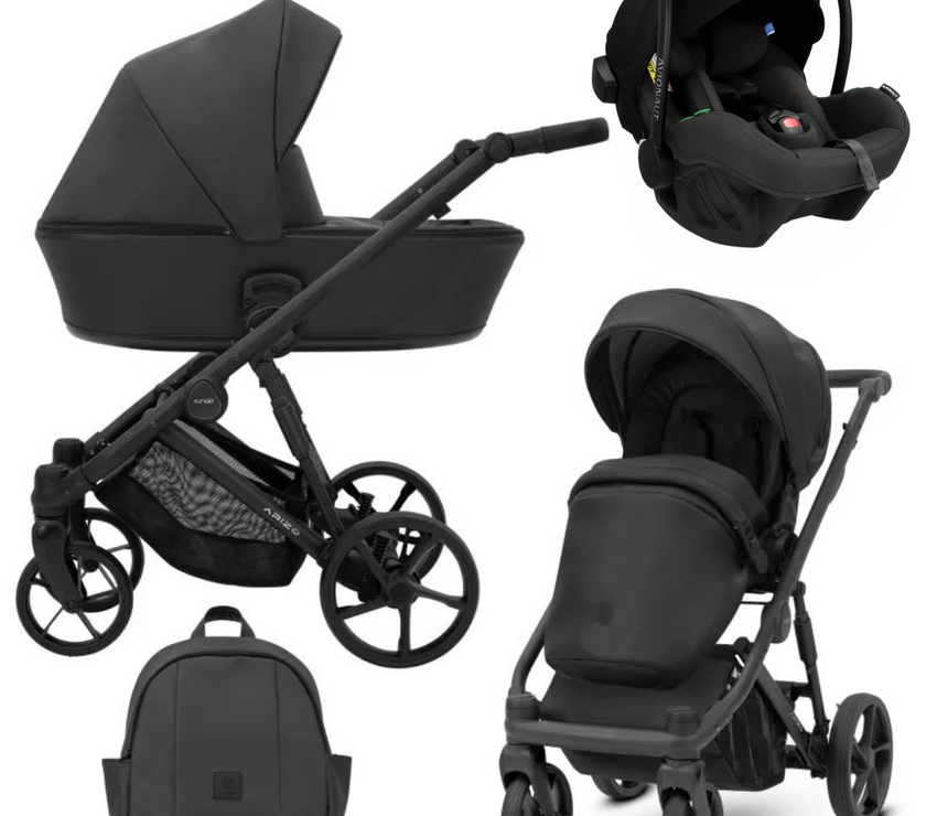 Poussette Trio Arizo + Nacelle + Pixel Pro 2.0 C i-Size - Noir Eco Cuir - Mode Bébé Claye