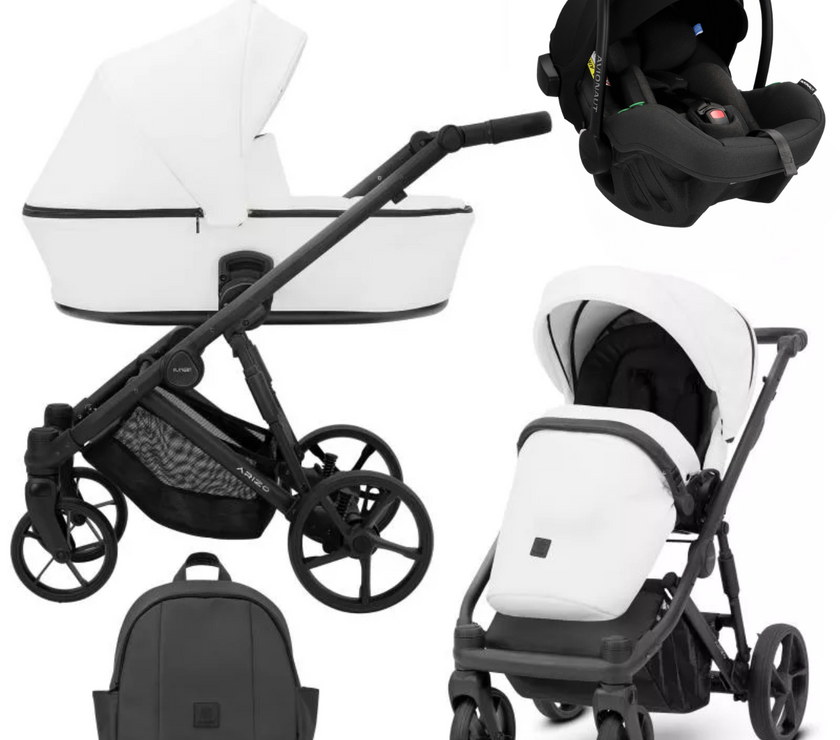 Poussette Trio Arizo + Nacelle + Pixel Pro 2.0 C i-Size - Blanc Eco Cuir - Mode Bébé Claye