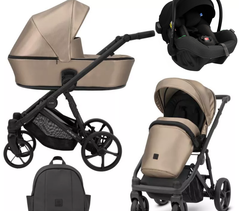 Poussette Trio Arizo + Nacelle + Pixel Pro 2.0 C i-Size - Cappuccino Eco Cuir - Mode Bébé Claye