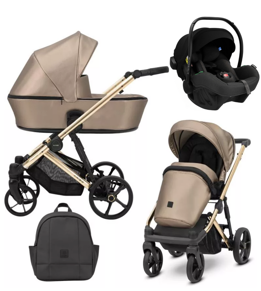 Poussette Trio Arizo + Nacelle + Pixel Pro 2.0 C i-Size - Cappuccino Eco Cuir - Mode Bébé Claye