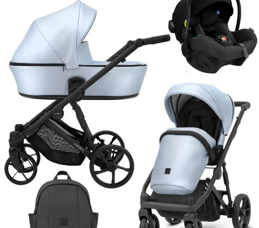 Poussette Trio Arizo + Nacelle + Pixel Pro 2.0 C i-Size - Baby Blue Eco Cuir - Mode Bébé Claye