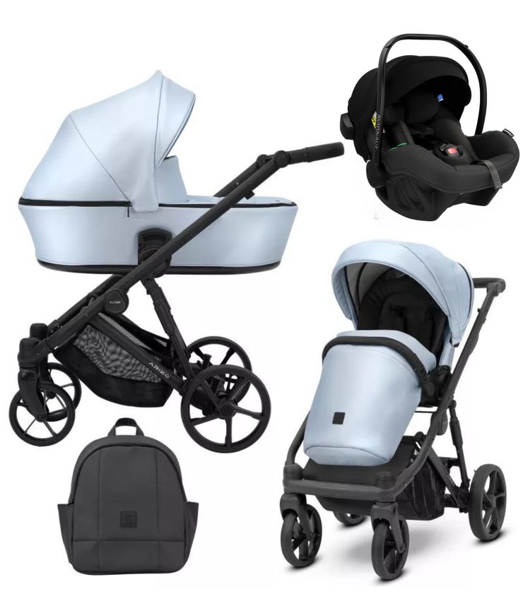 Poussette Trio Arizo + Nacelle + Pixel Pro 2.0 C i-Size - Baby Blue Eco Cuir - Mode Bébé Claye