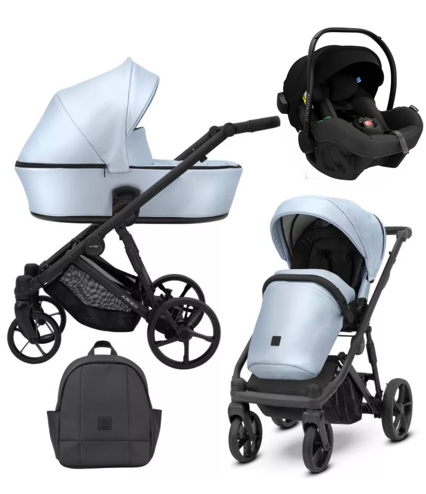 Poussette Trio Arizo + Nacelle + Pixel Pro 2.0 C i-Size - Baby Blue Eco Cuir - Mode Bébé Claye