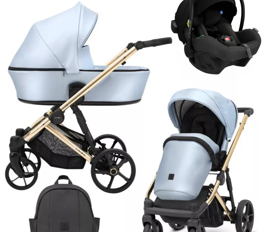 Poussette Trio Arizo + Nacelle + Pixel Pro 2.0 C i-Size - Baby Blue Eco Cuir - Mode Bébé Claye