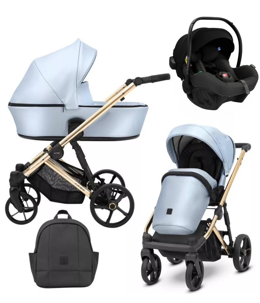 Poussette Trio Arizo + Nacelle + Pixel Pro 2.0 C i-Size - Baby Blue Eco Cuir - Mode Bébé Claye