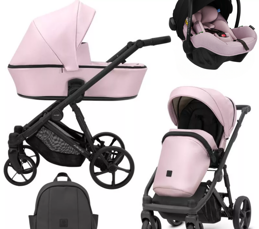 Poussette Trio Arizo + Nacelle + Pixel Pro 2.0 C i-Size - Baby Rose Eco Cuir - Mode Bébé Claye