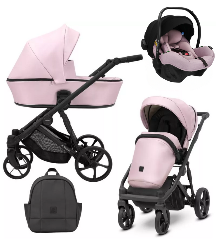 Poussette Trio Arizo + Nacelle + Pixel Pro 2.0 C i-Size - Baby Rose Eco Cuir - Mode Bébé Claye