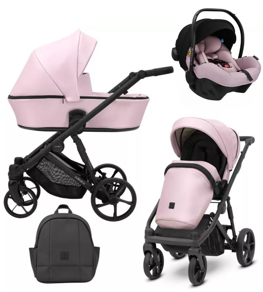 Poussette Trio Arizo + Nacelle + Pixel Pro 2.0 C i-Size - Baby Rose Eco Cuir - Mode Bébé Claye