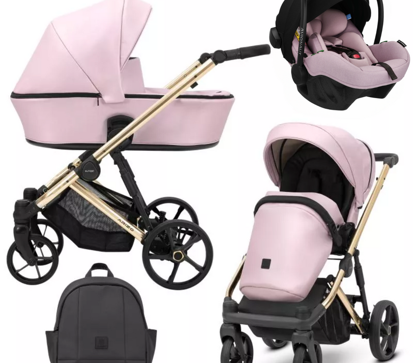 Poussette Trio Arizo + Nacelle + Pixel Pro 2.0 C i-Size - Baby Rose Eco Cuir - Mode Bébé Claye