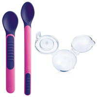 Mam Lot de 2 cuillères thermosensibles + 1 étui ROSE